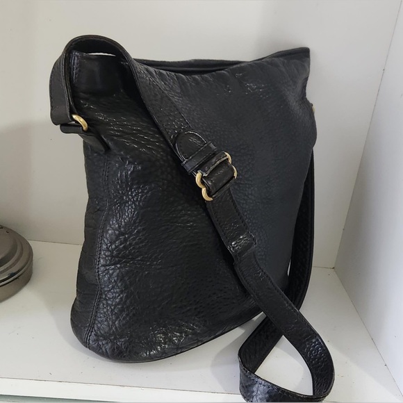 Vintage Coach Bucket Black Pebbled Leather Crossbody Bag - Picture 7 of 10
